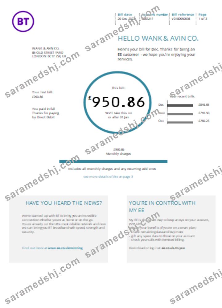 BT utility business bill SCR